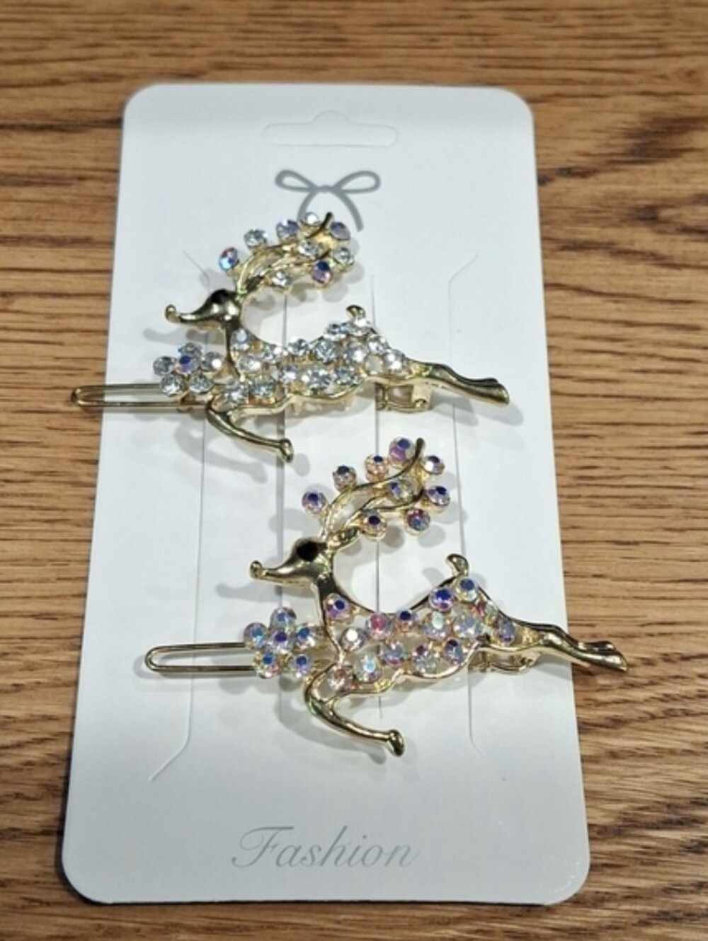 Gold Reindeer Barrette Set